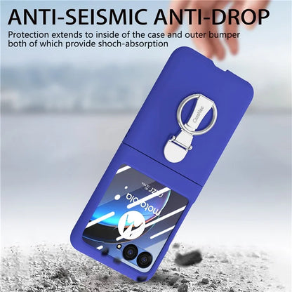 For Motorola Razr 40 Ultra 5G Case Ring Kickstand PC Phone Cover with Tempered Glass Rear Screen Film
