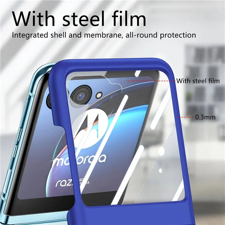 For Motorola Razr 40 Ultra 5G Case Ring Kickstand PC Phone Cover with Tempered Glass Rear Screen Film