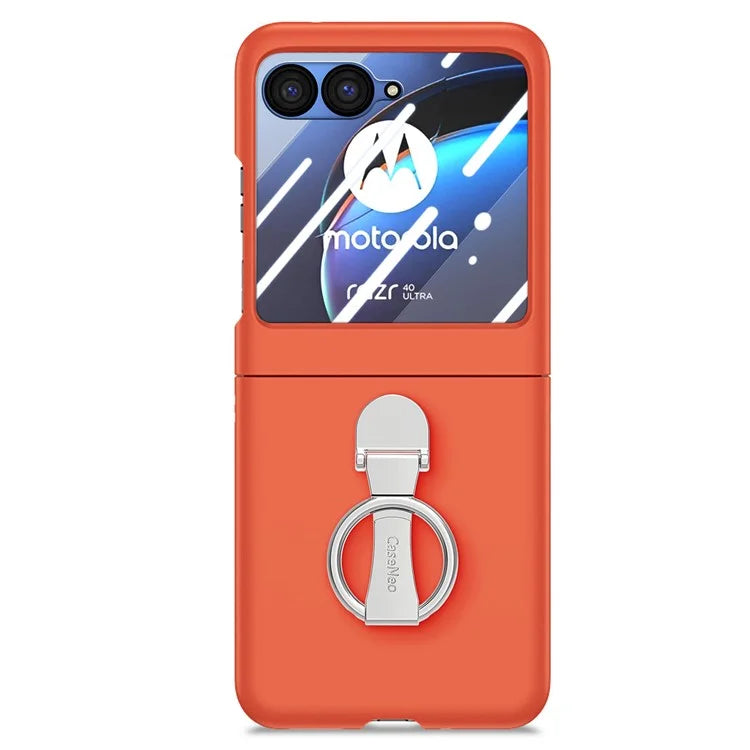 For Motorola Razr 40 Ultra 5G Case Ring Kickstand PC Phone Cover with Tempered Glass Rear Screen Film