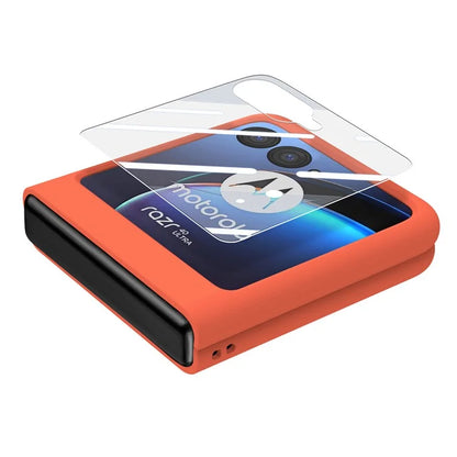 For Motorola Razr 40 Ultra 5G Case Ring Kickstand PC Phone Cover with Tempered Glass Rear Screen Film