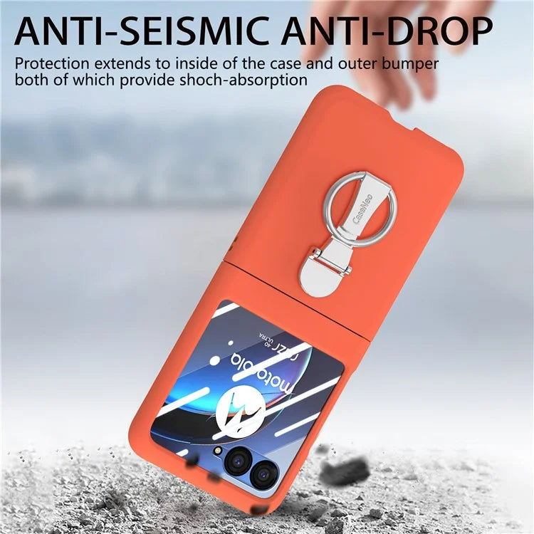 For Motorola Razr 40 Ultra 5G Case Ring Kickstand PC Phone Cover with Tempered Glass Rear Screen Film