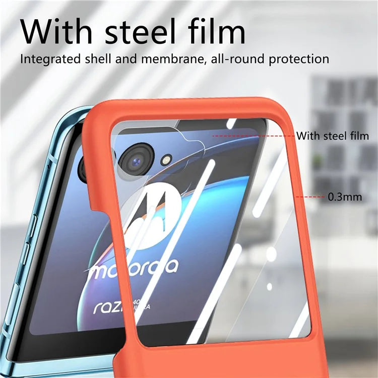 For Motorola Razr 40 Ultra 5G Case Ring Kickstand PC Phone Cover with Tempered Glass Rear Screen Film