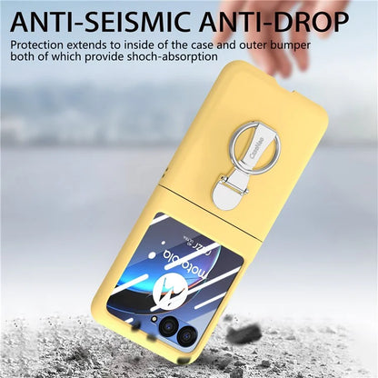 For Motorola Razr 40 Ultra 5G Case Ring Kickstand PC Phone Cover with Tempered Glass Rear Screen Film