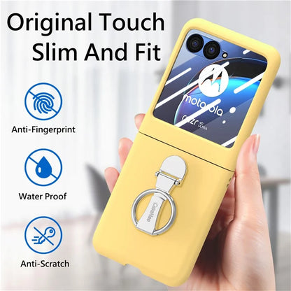 For Motorola Razr 40 Ultra 5G Case Ring Kickstand PC Phone Cover with Tempered Glass Rear Screen Film