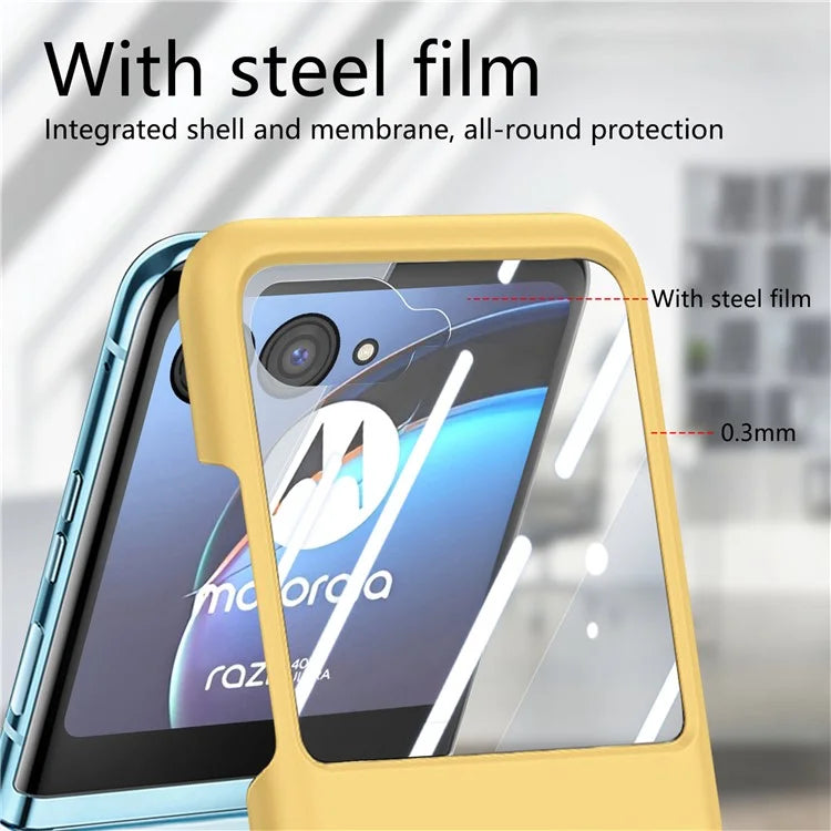 For Motorola Razr 40 Ultra 5G Case Ring Kickstand PC Phone Cover with Tempered Glass Rear Screen Film