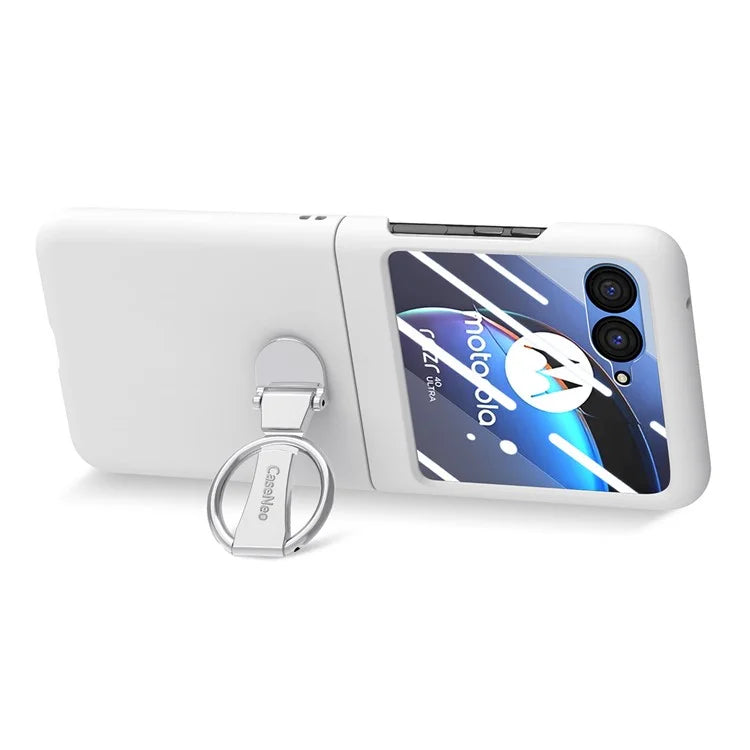 For Motorola Razr 40 Ultra 5G Case Ring Kickstand PC Phone Cover with Tempered Glass Rear Screen Film