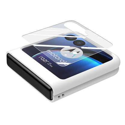 For Motorola Razr 40 Ultra 5G Case Ring Kickstand PC Phone Cover with Tempered Glass Rear Screen Film