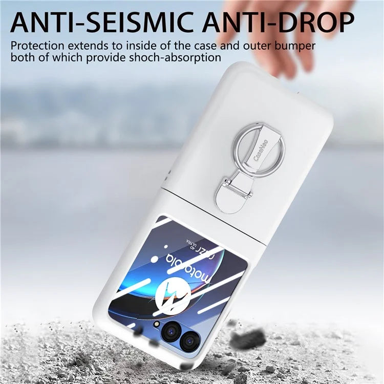 For Motorola Razr 40 Ultra 5G Case Ring Kickstand PC Phone Cover with Tempered Glass Rear Screen Film