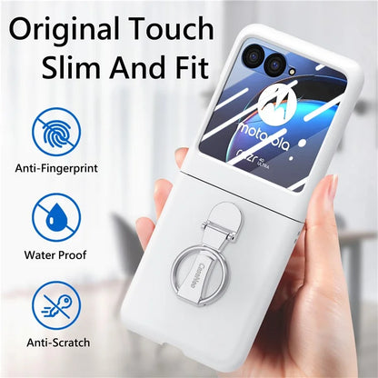 For Motorola Razr 40 Ultra 5G Case Ring Kickstand PC Phone Cover with Tempered Glass Rear Screen Film
