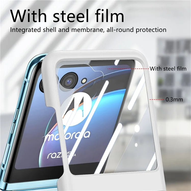 For Motorola Razr 40 Ultra 5G Case Ring Kickstand PC Phone Cover with Tempered Glass Rear Screen Film