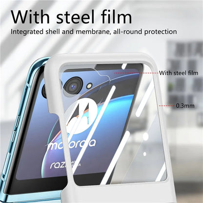 For Motorola Razr 40 Ultra 5G Case Ring Kickstand PC Phone Cover with Tempered Glass Rear Screen Film
