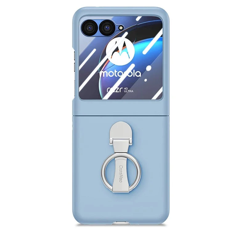 For Motorola Razr 40 Ultra 5G Case Ring Kickstand PC Phone Cover with Tempered Glass Rear Screen Film
