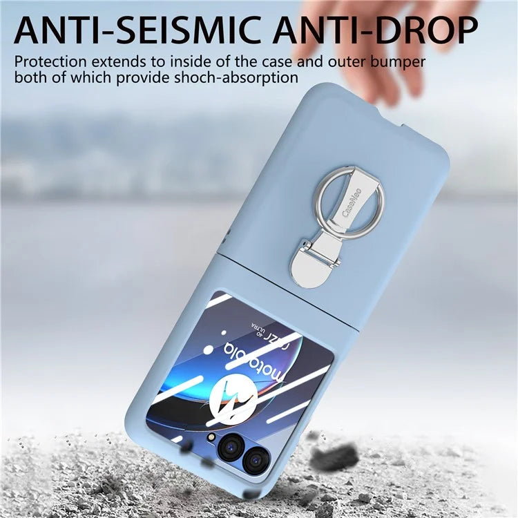 For Motorola Razr 40 Ultra 5G Case Ring Kickstand PC Phone Cover with Tempered Glass Rear Screen Film