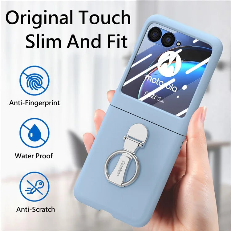 For Motorola Razr 40 Ultra 5G Case Ring Kickstand PC Phone Cover with Tempered Glass Rear Screen Film