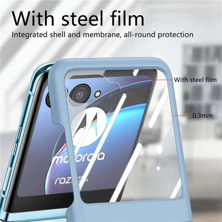 For Motorola Razr 40 Ultra 5G Case Ring Kickstand PC Phone Cover with Tempered Glass Rear Screen Film