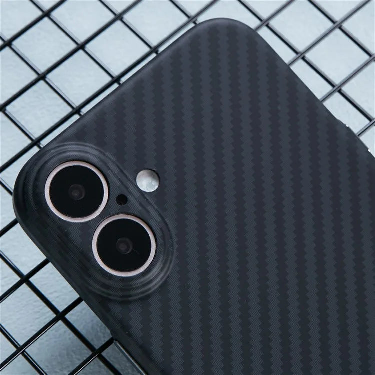 X-LEVEL For iPhone 16 Plus Magnetic Case Ultra-Thin PC Hard Phone Cover Carbon Fiber Texture - Black