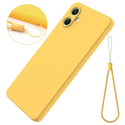 For Samsung Galaxy A06 Case Liquid Silicone Anti-Scratch Phone Cover with Hand Strap