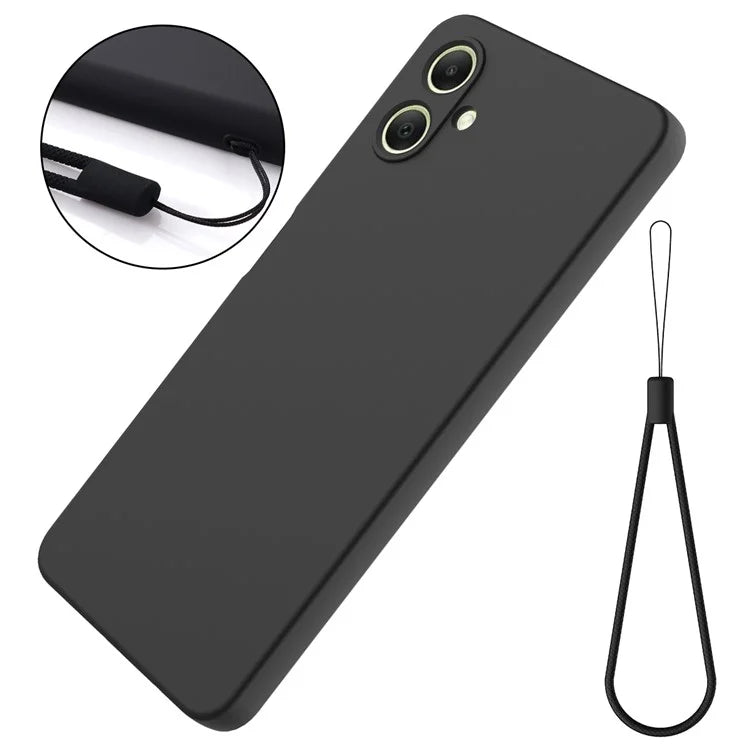 For Samsung Galaxy A06 Case Liquid Silicone Anti-Scratch Phone Cover with Hand Strap