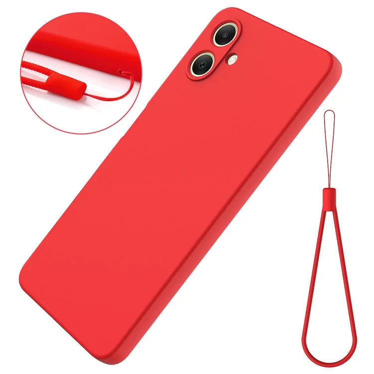 For Samsung Galaxy A06 Case Liquid Silicone Anti-Scratch Phone Cover with Hand Strap