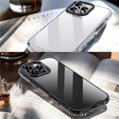 IPAKY For iPhone 16 Pro Max Clear Case Metal Lens Frame Shockproof TPU Phone Cover