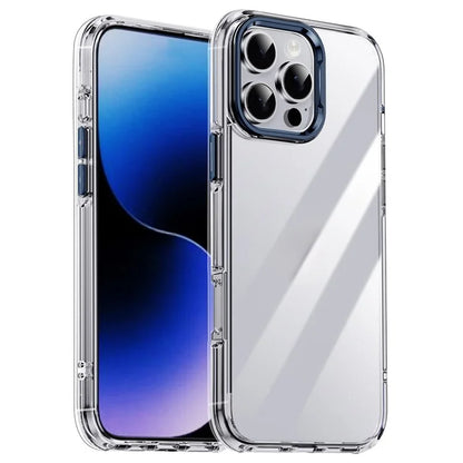 IPAKY For iPhone 16 Pro Max Clear Case Metal Lens Frame Shockproof TPU Phone Cover