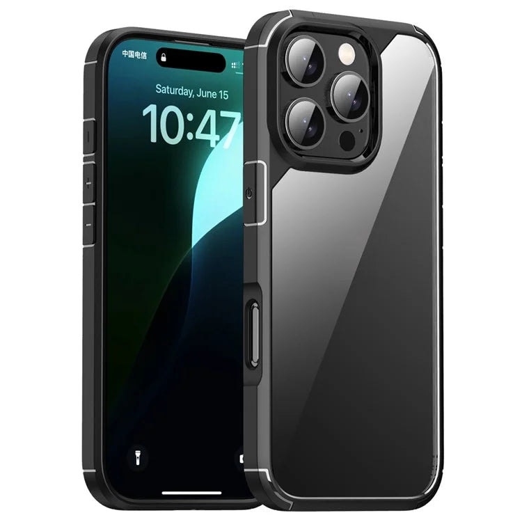 IPAKY For iPhone 16 Pro Case Shockproof PC+TPU Clear Back Phone Cover