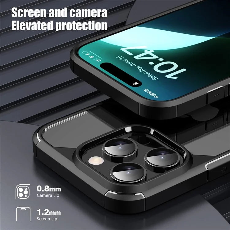 IPAKY For iPhone 16 Pro Case Shockproof PC+TPU Clear Back Phone Cover