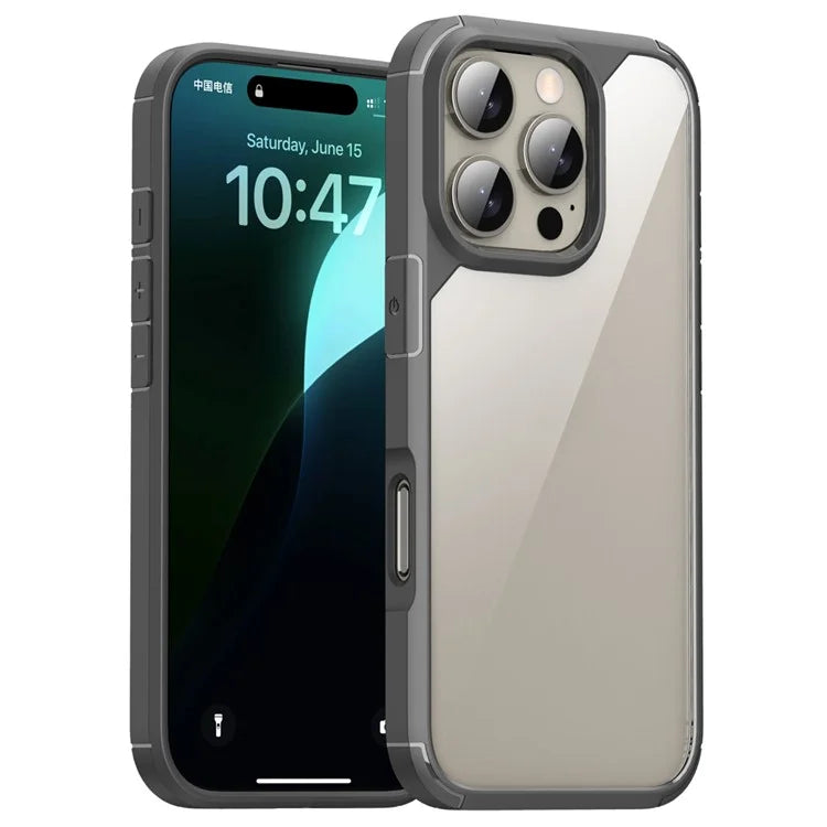 IPAKY For iPhone 16 Pro Case Shockproof PC+TPU Clear Back Phone Cover