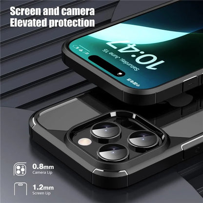 IPAKY For iPhone 16 Pro Case Shockproof PC+TPU Clear Back Phone Cover