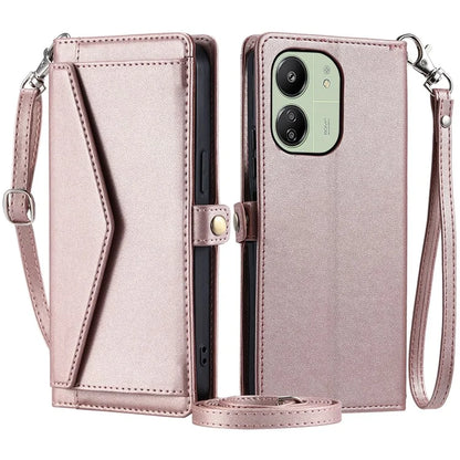 For Xiaomi Redmi 13C 5G  /  13C 4G Leather Case Wallet Stand Phone Cover with Straps