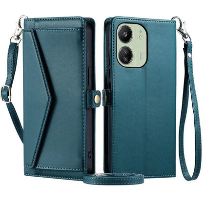 For Xiaomi Redmi 13C 5G  /  13C 4G Leather Case Wallet Stand Phone Cover with Straps