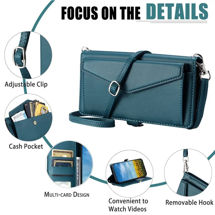 For Samsung Galaxy S24 Ultra Leather Case Wallet Stand Phone Cover with Straps