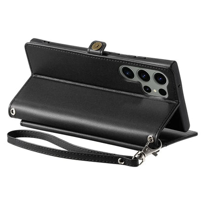 For Samsung Galaxy S24 Ultra Leather Case Wallet Stand Phone Cover with Straps