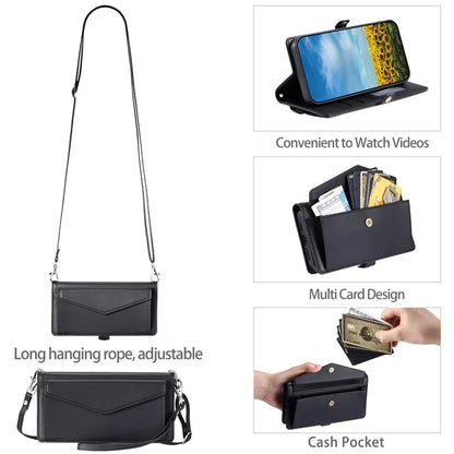 For Samsung Galaxy S24 Ultra Leather Case Wallet Stand Phone Cover with Straps