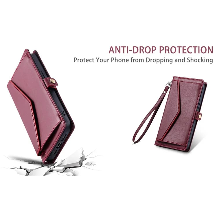 For Samsung Galaxy S24 Ultra Leather Case Wallet Stand Phone Cover with Straps