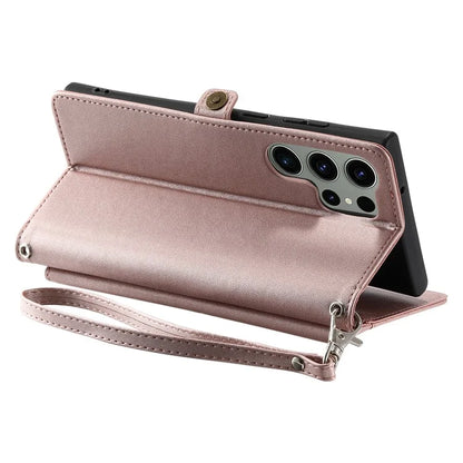 For Samsung Galaxy S24 Ultra Leather Case Wallet Stand Phone Cover with Straps