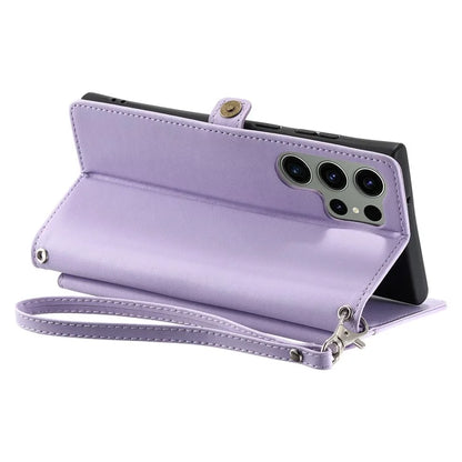 For Samsung Galaxy S24 Ultra Leather Case Wallet Stand Phone Cover with Straps