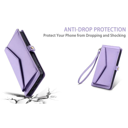 For Samsung Galaxy S24 Ultra Leather Case Wallet Stand Phone Cover with Straps