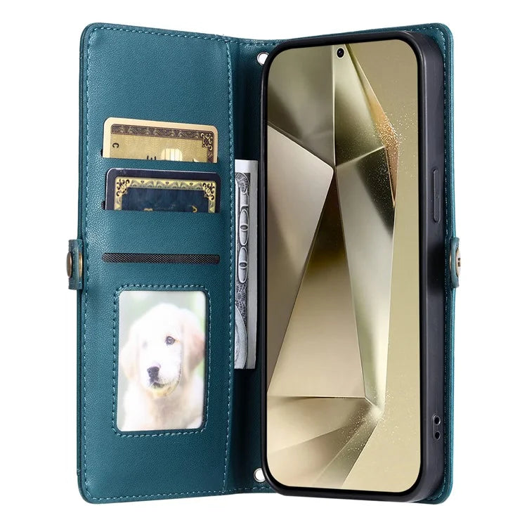 For Samsung Galaxy S23 FE Leather Case Wallet Stand Phone Cover with Straps