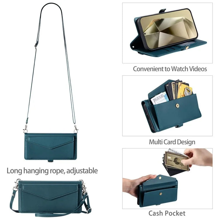 For Samsung Galaxy S23 FE Leather Case Wallet Stand Phone Cover with Straps