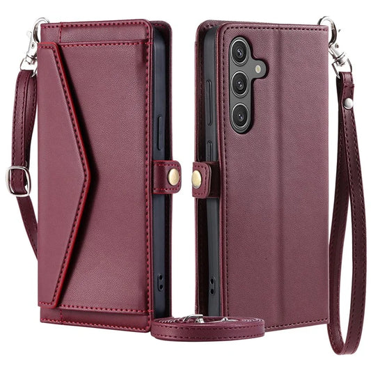 For Samsung Galaxy A15 4G  /  A15 5G Leather Case Wallet Stand Phone Cover with Straps