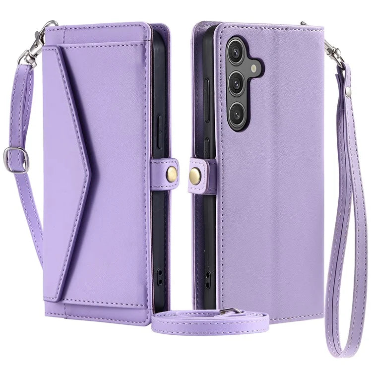 For Samsung Galaxy A15 4G  /  A15 5G Leather Case Wallet Stand Phone Cover with Straps