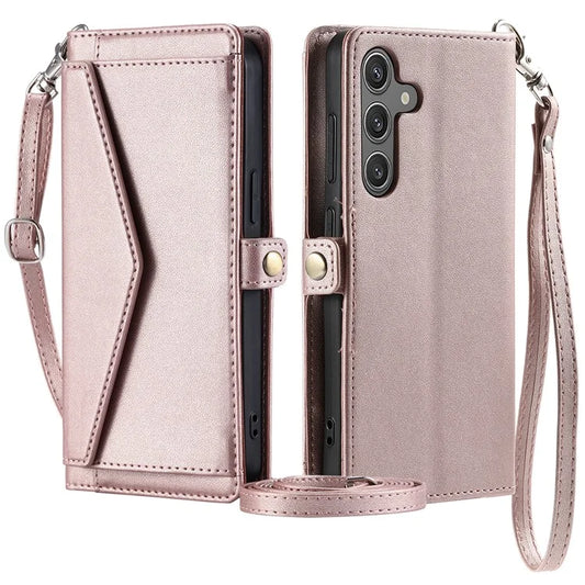 For Samsung Galaxy A14 4G  /  A14 5G Leather Case Wallet Stand Phone Cover with Straps
