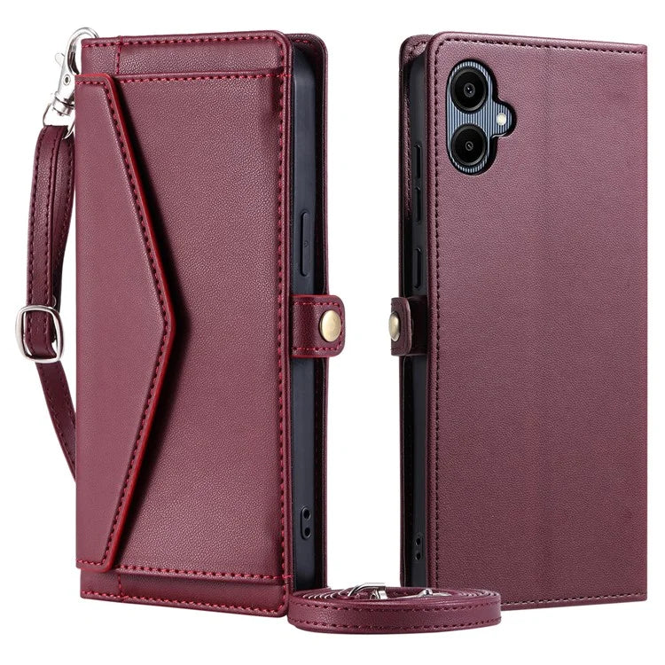 For Samsung Galaxy A06 Leather Case Wallet Stand Phone Cover with Straps