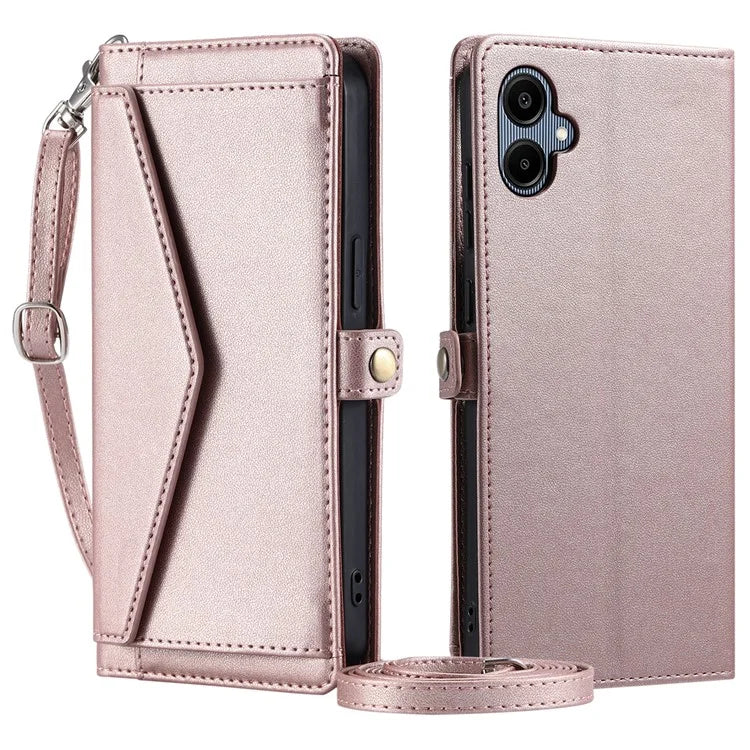 For Samsung Galaxy A06 Leather Case Wallet Stand Phone Cover with Straps