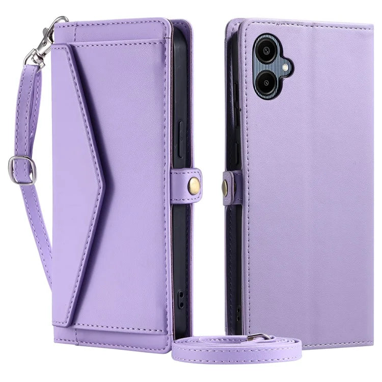 For Samsung Galaxy A06 Leather Case Wallet Stand Phone Cover with Straps