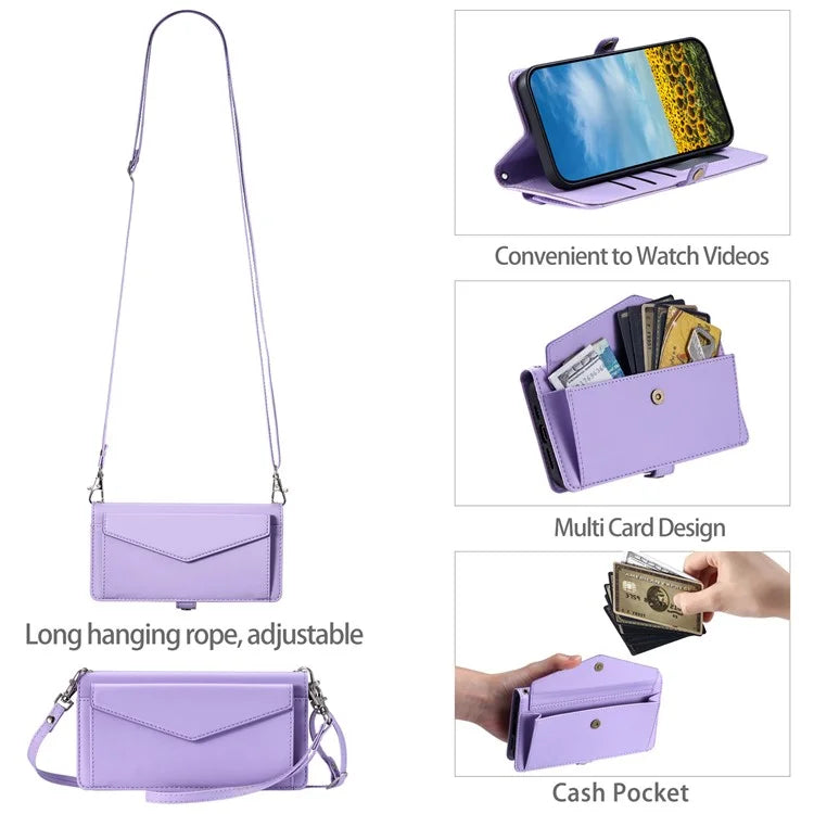 For Samsung Galaxy A06 Leather Case Wallet Stand Phone Cover with Straps