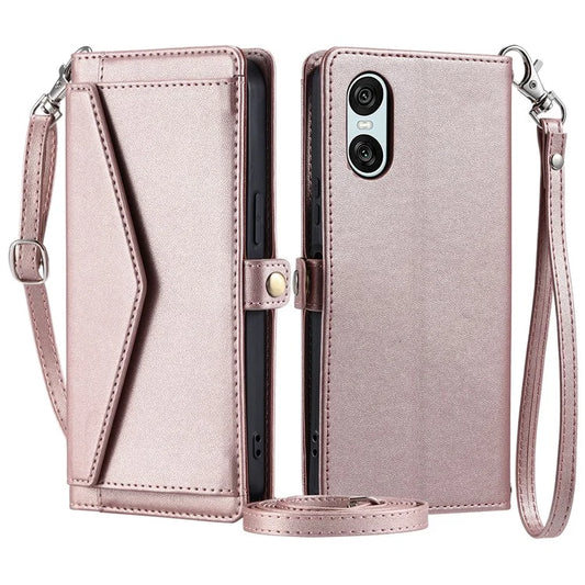 For Sony Xperia 10 VI Leather Case Wallet Stand Phone Cover with Straps