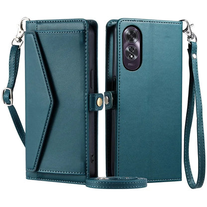 For Oppo A60 4G Leather Case Wallet Stand Phone Cover with Straps