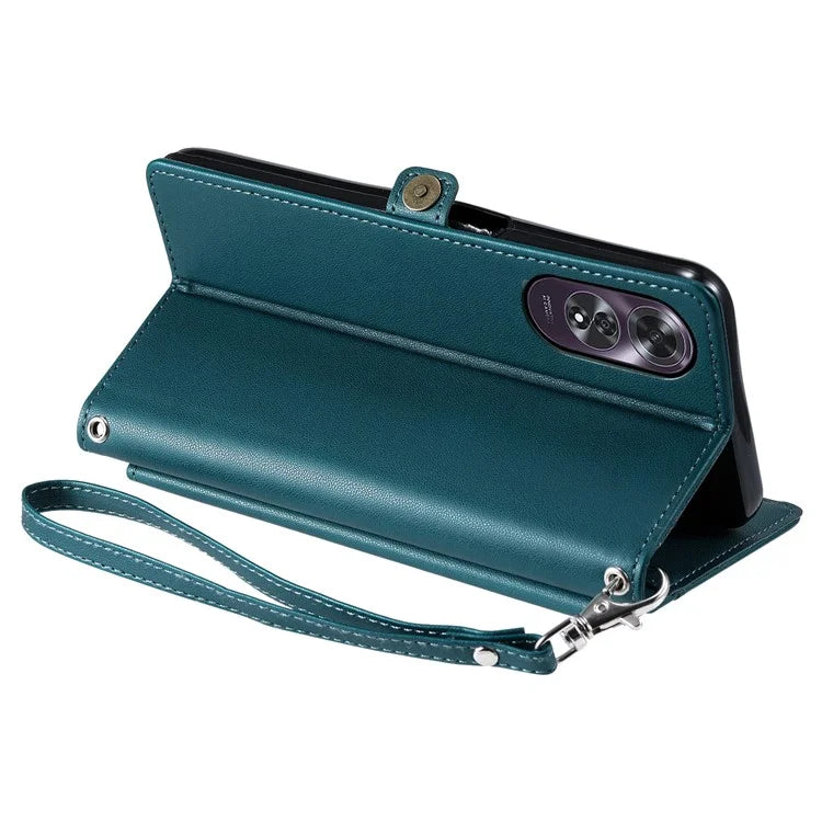 For Oppo A60 4G Leather Case Wallet Stand Phone Cover with Straps
